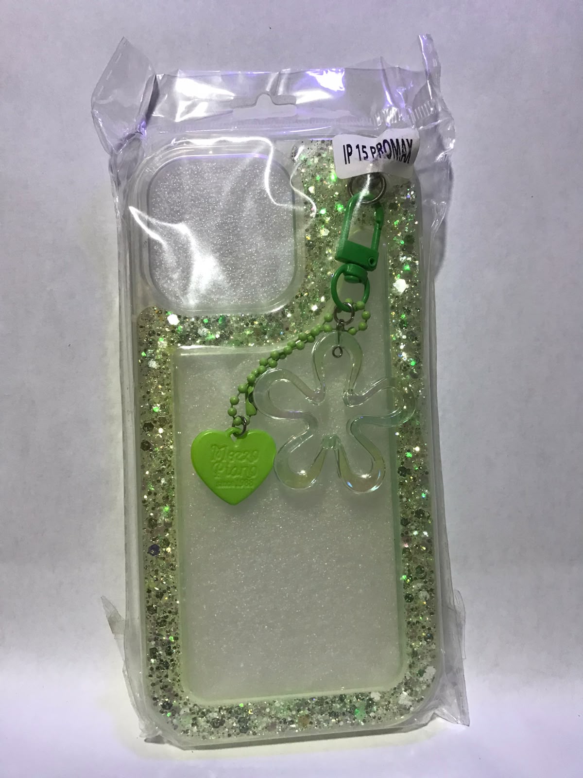 Cover iPhone 15/15 pro/15 pro max — verde con brillo