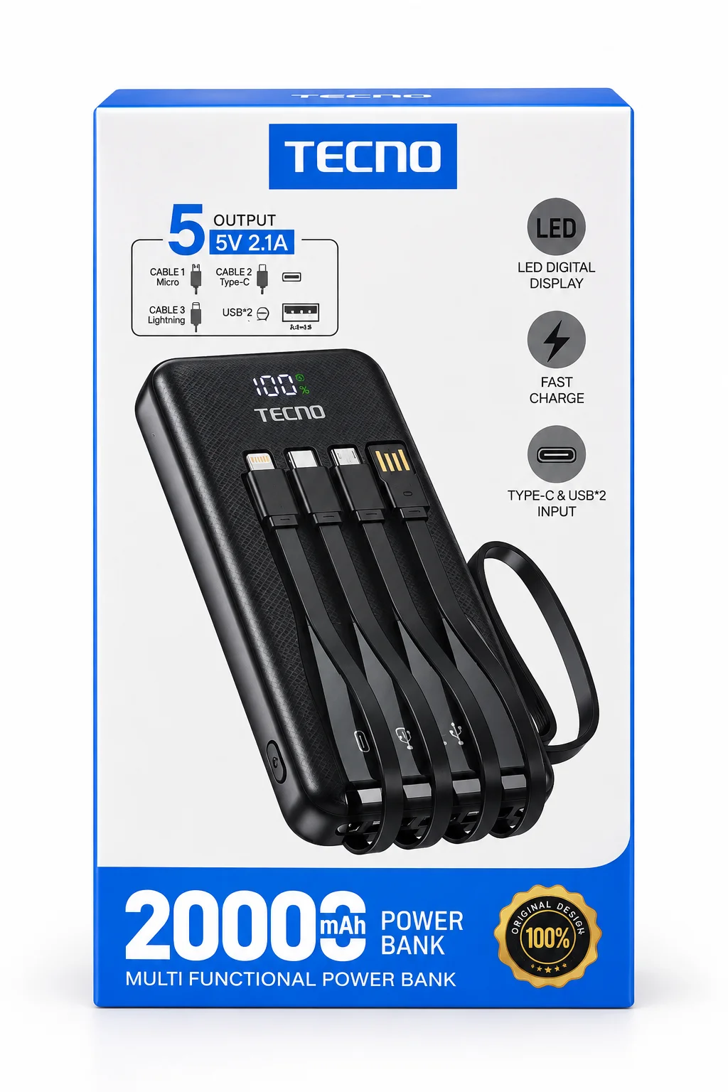 Teccno power bank 20000mah